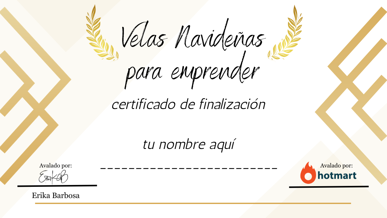 Certificado de finalización del curso Velas Navideñas para Emprender